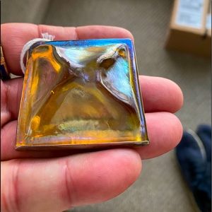 Tiffany tile Incasted in a sterling silver brooch